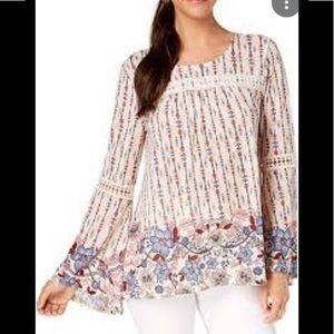 ❤️ 3X20 Style & Co. Printed Bell-Sleeve Peasant Top | PS